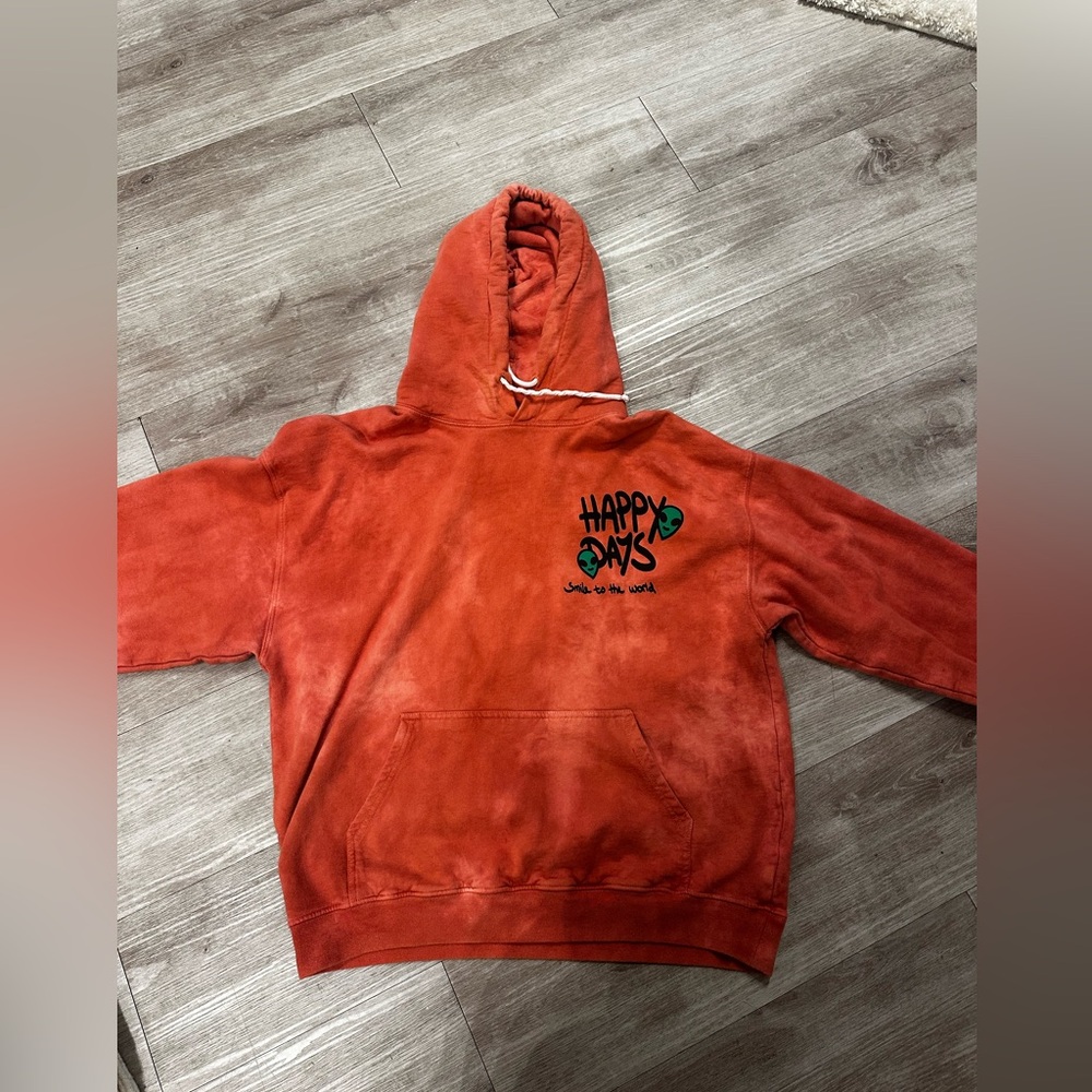 Orange Happy Days Graphic Hoodie Sweatshirt